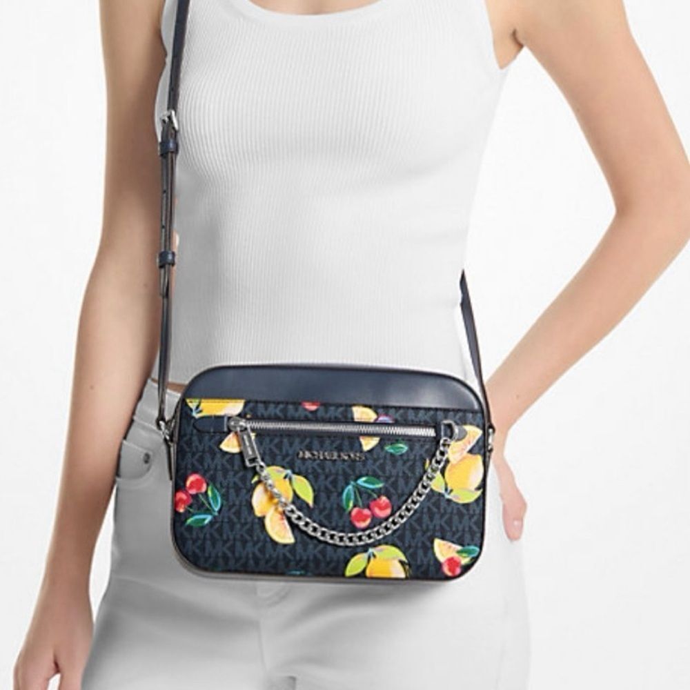 Free shipping! Michael Kors Fruit Printed Blue Admiral Bag